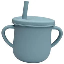 Силиконовая чашка-поилка Lindo с серой крышкой 150 мл (LI 738-2)