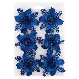 Ялинкова іграшка MIS LT Квітка Різдвяник міні 9х9х2 см набір 6 шт синій