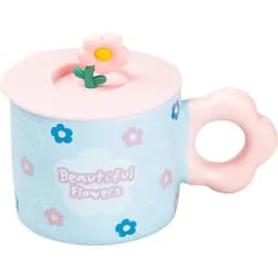 Чашка керамічна Happy Life Flowers з кришкою блакитна 300 мл HP7196BL