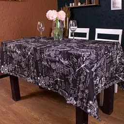 Скатерть MirSon №216 Black flowers 260x130 см рогожка