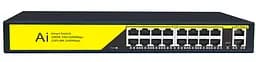 POE комутатор гігабітний Merlion 16 POE 10/100/1000 + 2 RJ45 10/100/1000 вбудований блок живлення 52V 4.8A