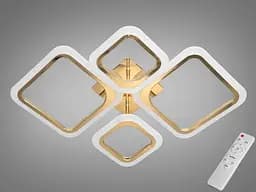 Люстра стельова LED Diasha A8060/2+2G 52W, 2860 лм, золото, сучасний стиль для коридору, вітальні, спальні