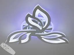 Современная LED люстра с пультом, димером и подсветкой, 55W, хром