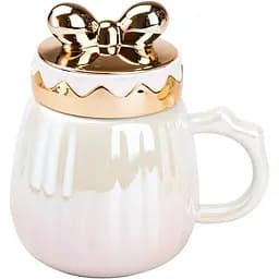 Чашка керамическая Happy Life Life с крышкой розовая градиент 500 мл HP7194P