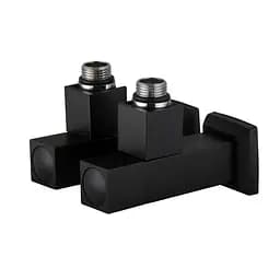 Набір кран напівоборотний кутовий з американкою Solomon Lux 1/2″ Cube Black 8888 (2шт.) 000021912 - мініатюра 2