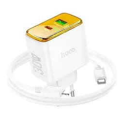 Зарядний пристрій Hoco CS42a 30W адаптер живлення на 2 виходи + кабель Usb-C Lightning білий - мініатюра 2