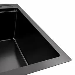 Кухонна мийка 60x50 PVD чорна Platinum Handmade з підставкою для ножів, Чорний - мініатюра 4