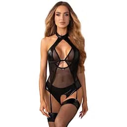 Боди Obsessive Dominna otwarte S/M (черный)