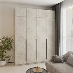 Шафа 4-дверна з антресоллю MebelStar Оскар ДСП BL-B, блок шухляд+полиці 200x52x260 см Бетон (MBS-5091)