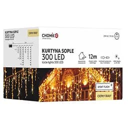Гирлянда Chomik Бахрома 300LED теплый белый 12 м (LED9843)