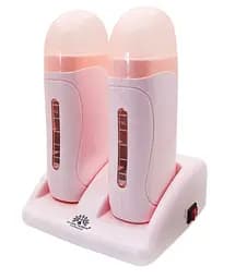 Воскоплав двокасетний Global Fashion Depilatory Heater 2в1 з підставкою для депіляції волосся Персиковий 40 Вт