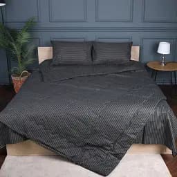 Літній постільний комплект MirSon №2943 Сolor Fun Line Stripe Black з евкаліптовим волокном 2х155х215 см чорний (2200010964202) - мініатюра 3