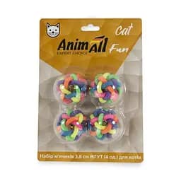 Набор мячиков AnimAll Fun Cat Жгут для кошек пластик 4 шт