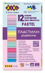Пластилин Pastel KIDS Line, 12 цветов, 200 г, ZB.6240