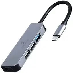 Хаб Usb Cablexpert UHB-CM-U3P1U2P3-01, Grey, Type-C 3.1 - 1xUsb 3.1 / 3xUsb 2.0, кабель 12 см, алюмінієвий корпус