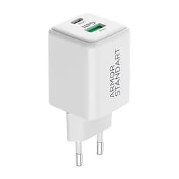 Мережевий зарядний пристрій ArmorStandart AR372 45W GaN Type-C + USB-A White (ARM77550)