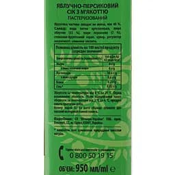 Упаковка соку Наш Сік Яблучно-персиковий з м’якоттю 11.4 л (950 мл х 12 шт.) - мініатюра 4
