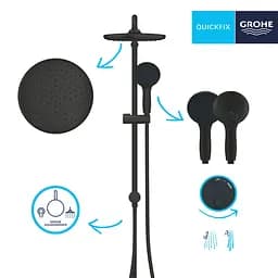 Душова система Grohe QuickFix Vitalio Start 250 266802431, Чорний матовий - мініатюра 7