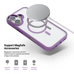 Чехол Apple iPhone 16 Plus, Unit MagSafe, розовый, прозрачный, магсейф, противоударный, магнитный, панель-накладка с поддержкой MagSafe, с поддержкой беспроводной зарядки, TPU+PC, защита всего корпуса, ударопрочный, ArmorStandart (ARM79295) - мініатюра 4