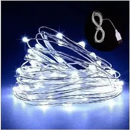 Гірлянда нитка Роса від USB, 30м, 300LED + пульт, Холодний білий / Світлодіодна новорічна гірлянда - мініатюра 2