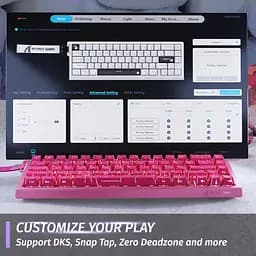 Ігрова магнітна клавіатура ATTACK SHARK X68 HE,RGB,Rapid Trigger, Рожевий - мініатюра 9