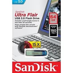 USB флеш накопичувач SanDisk 64GB Ultra Flair Blue USB 3.0 SDCZ73-064G-G46B - мініатюра 6
