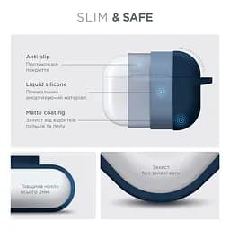 Силіконовий чохол для навушників Apple AirPods Pro 3, Hang Case, синій, ультратонкий захисний кейс товщиною 2 мм, захист від подряпин, пилу та ударів, компактний, з карабіном для кріплення, ArmorStandart (ARM88273) - мініатюра 3