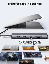 Док-станція USB3.1 Type-C --> HDMI/VGA/USB 3.0х3/RJ45/SD/TF/PD/3,5мм TRRS 100W 10-in-1 CM498 Ugreen - мініатюра 8