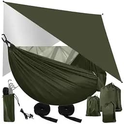 Туристичний гамак з тентом та москітною сіткою TRIZAND 25364 260×140 см вантажопідйомність 250 кг