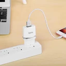 Адаптер мережевий Hoco C11 1USB 1 А блок живлення білий 6957531047728 - мініатюра 5