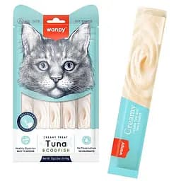 Wanpy Creamy Lickable Treats Tuna & Codfish ванпи тунець з трескою рідке ласощі для котів 5х14 гр.