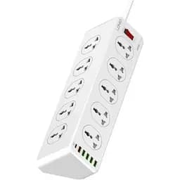 Сетевое зарядное устройство удлинитель LDNIO SC10610EU 5 USB/ Type-C QC PD 10 розеток 2m серо-белый