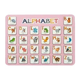 Дерев'яна абетка-вкладиш англійська "ALPHABET" Vladico 3240-03-001 рожева 29х39 см
