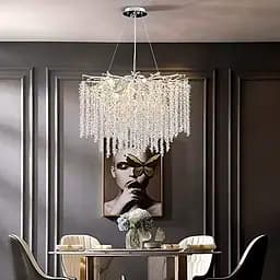 Вишукана підвісна срібна люстра з кришталевим камінням Ø 50 см | Арт. 33001-460 CH | Line F