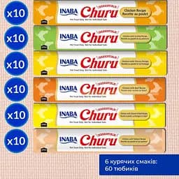 Ласощі Inaba Churu для котів вершковий мус в стіках "Різновиди курки" 4х14 г - мініатюра 3