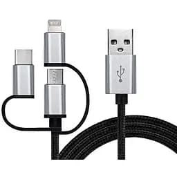Дата кабель USB 2.0 AM to 3in1 1.0m Premium black REAL-EL (EL123500035)