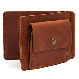 Зажим с монеткой кожаный коньячный Tarwa 11.5х8х1 см acs0032185