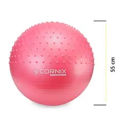 М'яч для фітнесу (фітбол) Cornix 55 см напівмасажний Anti-Burst Pink XR-0461 - мініатюра 7