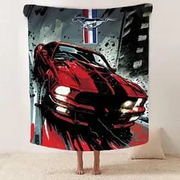 Плед плюшевий на подарунок 3D Ford Mustang 160х200 см - мініатюра 2