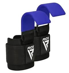 Крюки для тяги на запястье RDX W5 Gym Hook Strap Blue Plus (WAN-W5U+)
