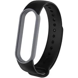 Ремінець Uwatch Replacement Silicone Band For Xiaomi Mi Band 5/6/7 Black/Grey Frame