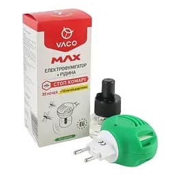 Електрофумігатор Vaco Max, з рідиною, 30 ночей + 10 ночей, додатково, 30 мл