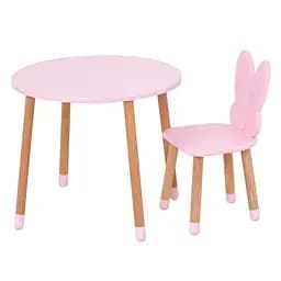 Столик со стулом "Бабочка" 05-025R-ROUND круглый, розовый