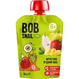 Пюре Bob Snail Яблуко–Груша-Банан-Полуниця гомогенізоване 90 г