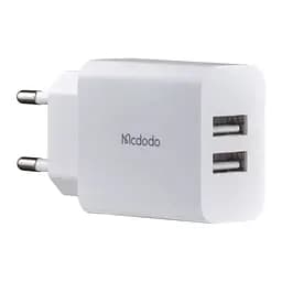 Сетевое зарядное устройство McDodo Dual USB Charger (EU Plug) + Lightning Cable 1m Travel Set CH-6720 Белый