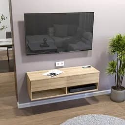 Тумба под телевизор навесная FH-Istad с ящиками и открытыми полками 1200х360х380 мм Дуб Сонома