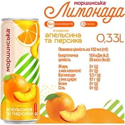 Упаковка напою Моршинська Лимонада Апельсин-Персик середньогазований 3.96 л (0.33 л x 12 шт.) - мініатюра 5