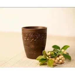 Склянка 0,35 л керамічна (глиняна) різьблена коричнева