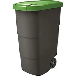 Бак для сміття Prosperplast Wheeler 90 л чорний зелена кришка (NBWB90-362C)