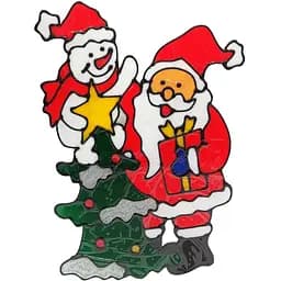 Силиконовая наклейка на стекло Bambi Санта Клаус со снеговиком 25х30 см 13-65-6